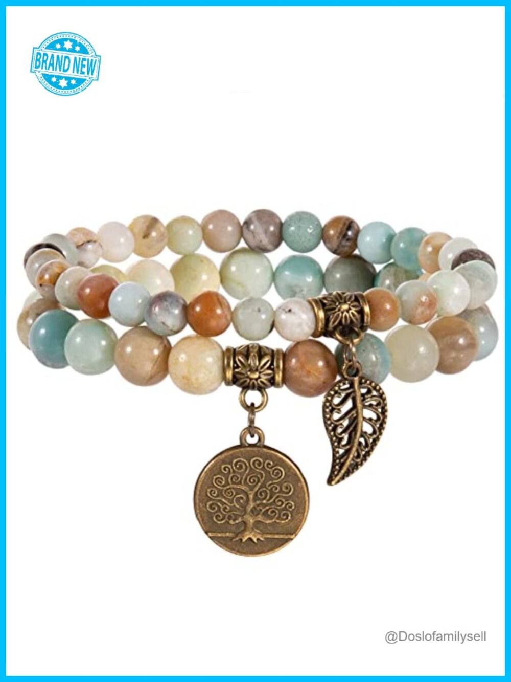 Natural Gemstone Chakra Stretch Bracelet Set - Tree of Life